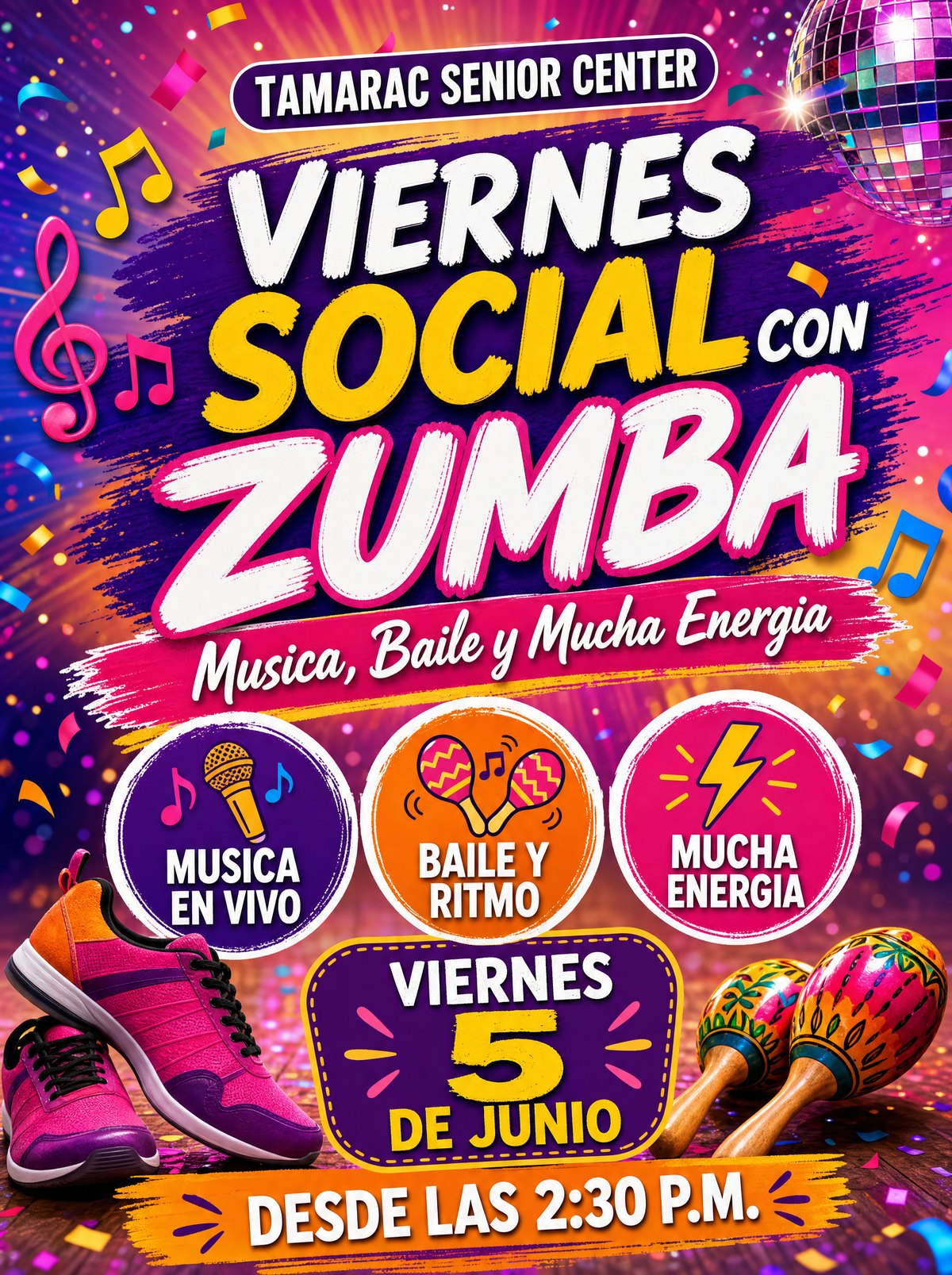 Viernes social con Zumba el 5 de junio en Tamarac Senior Center